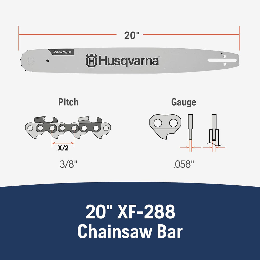 Husqvarna close-up of guide bar rail showing hardened edge for smoother cuts