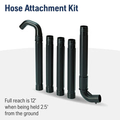 Husqvarna gutter attachment in use reaching rooftop gutter from ground, improves safety and reach