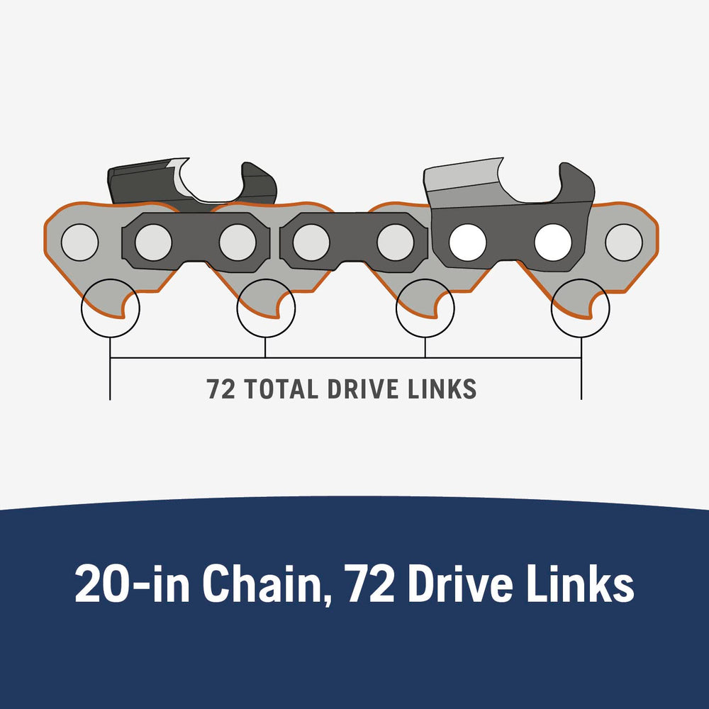 Husqvarna H‑80 chain mounted on a 20" bar in use demonstrating smooth cutting and reduced fatigue