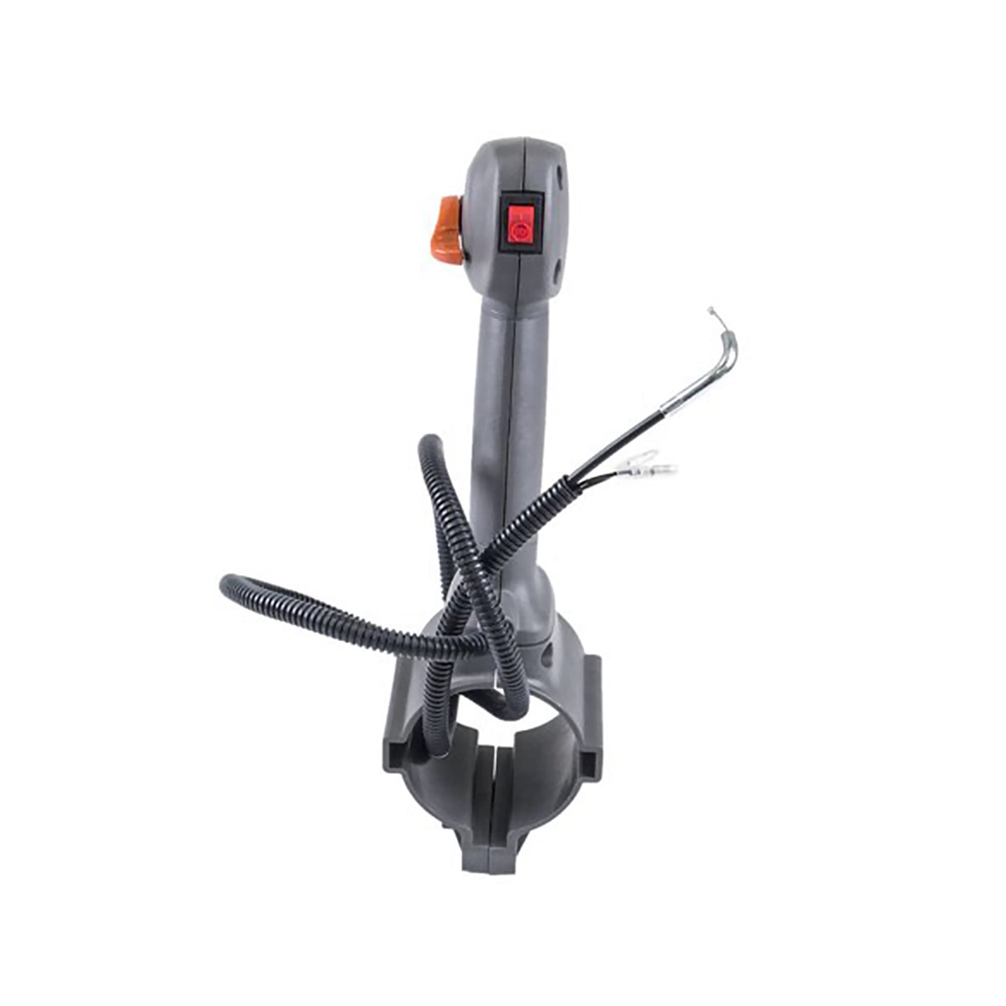 Husqvarna handle assembly front view showing grip and mounting benefits