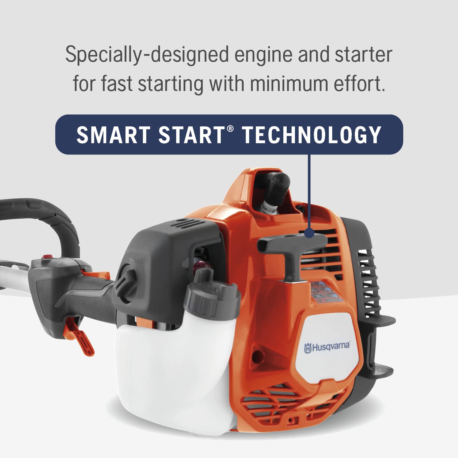 Husqvarna handle and controls displaying ergonomic grip and low fatigue
