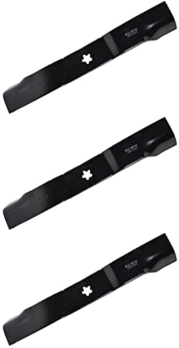Husqvarna hi-lift blade front view showing edge and hole pattern for accurate fit