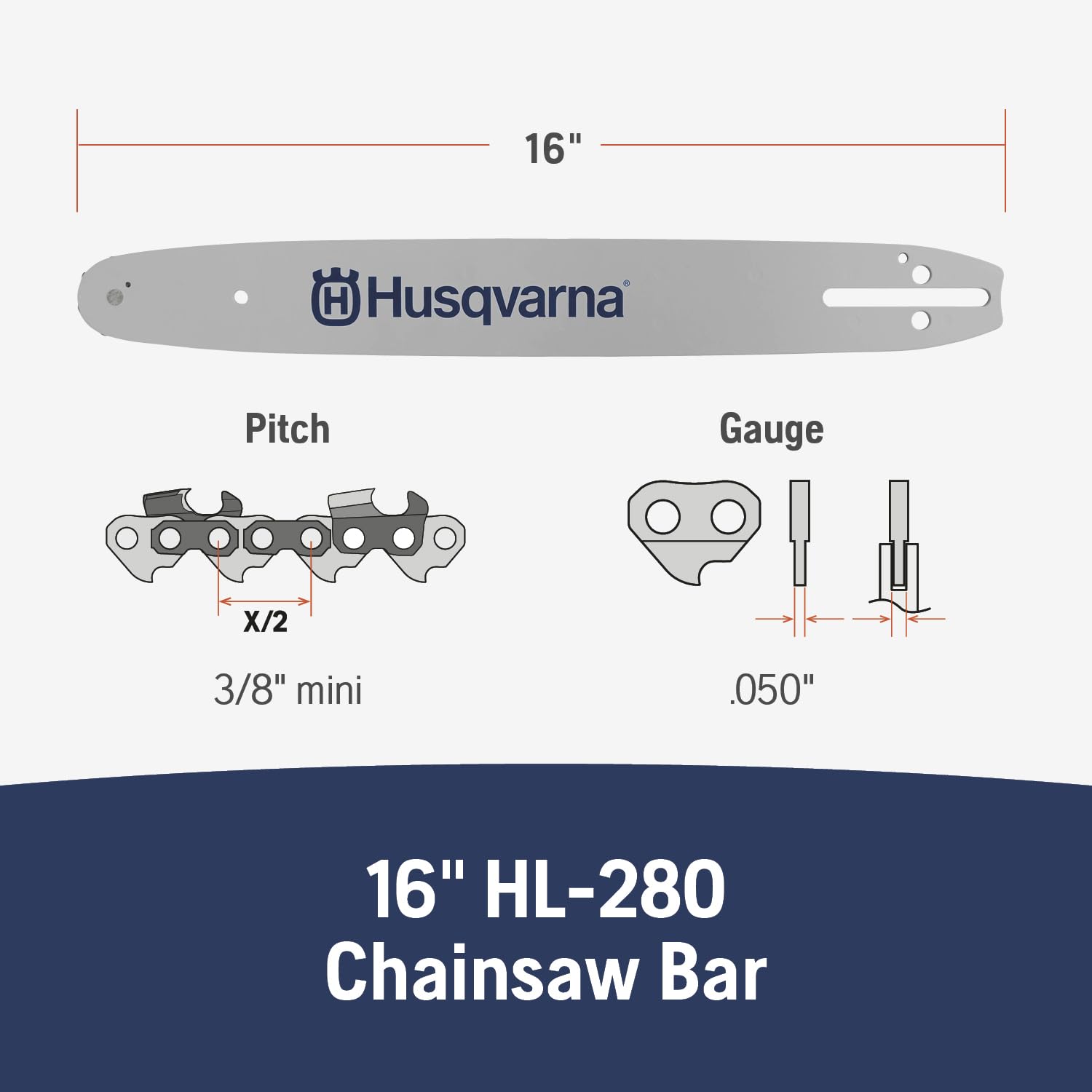 Husqvarna HL280 close-up of laminated bar groove for reduced wear