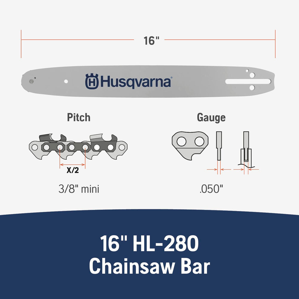 Husqvarna HL280 close-up of laminated bar groove for reduced wear