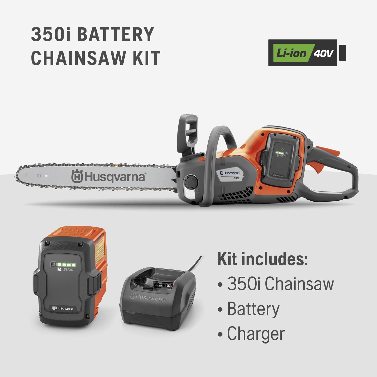 Husqvarna saw cutting a branch demonstrating quieter, powerful performance