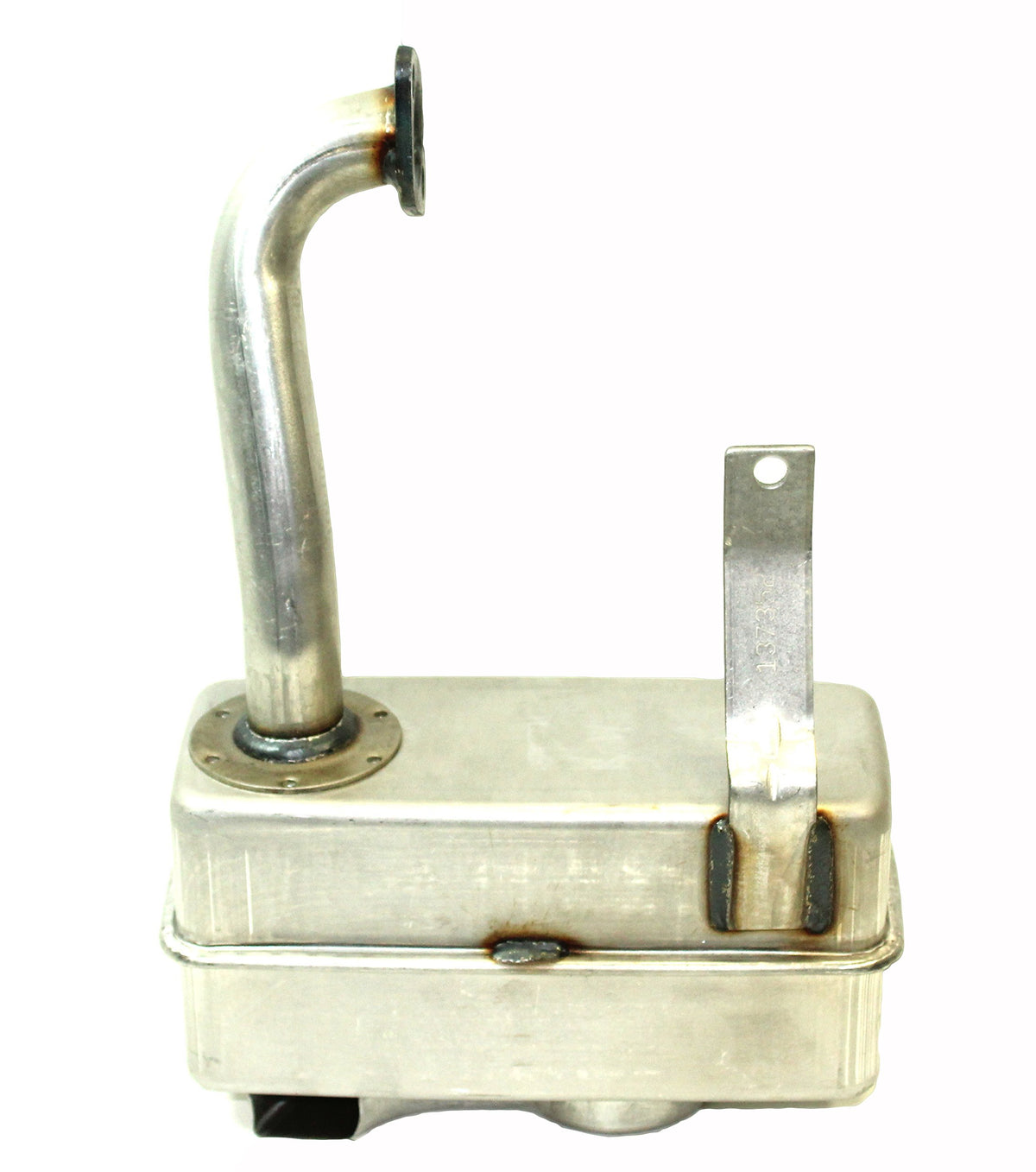 Husqvarna muffler exhaust front view showing correct fit and restored exhaust flow
