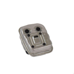 Husqvarna muffler front view showing mounting points and fit for reliable replacement