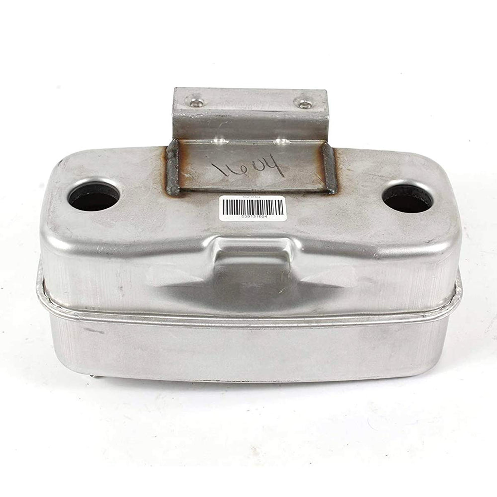 Husqvarna muffler mounting detail close-up highlighting bracket and durable welds
