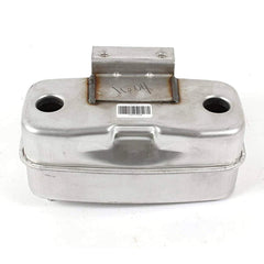 Husqvarna muffler mounting detail close-up highlighting bracket and durable welds