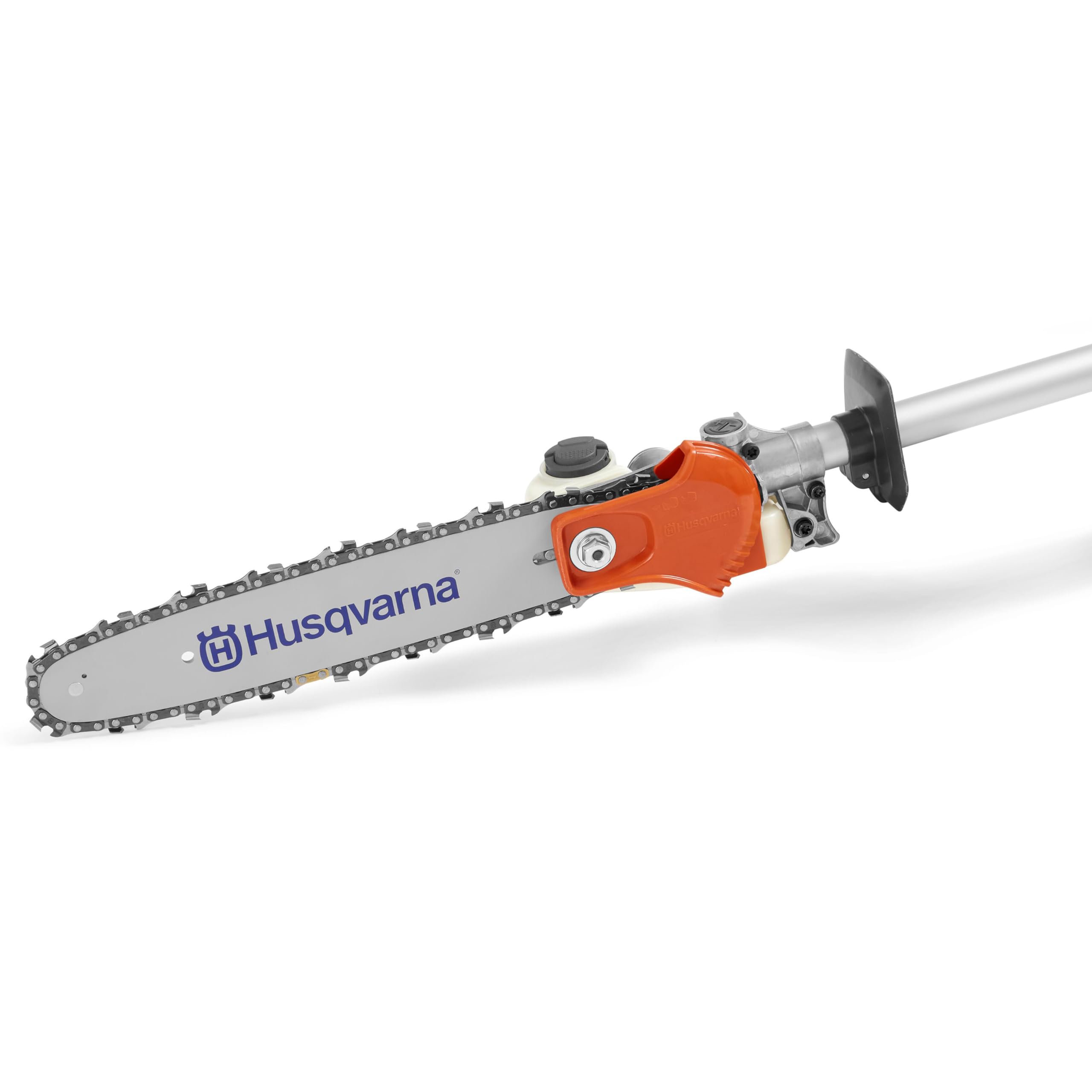 Husqvarna PA310 front view showing attachment and bar, highlights easy conversion benefit