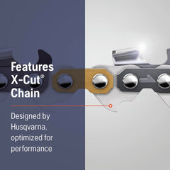 Husqvarna pole saw in use pruning high branches safely from ground