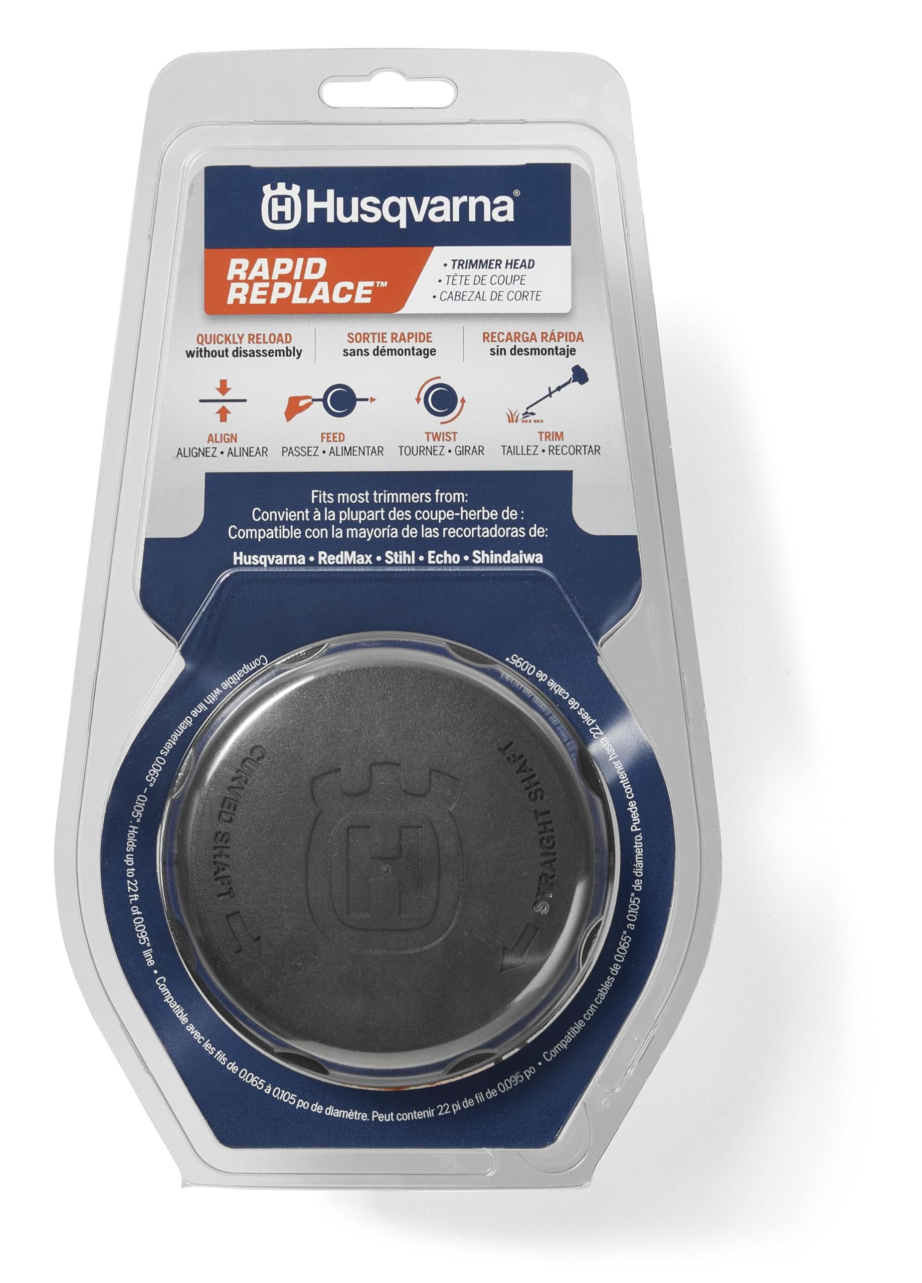 Husqvarna Rapid Replace front view showing quick-install benefit
