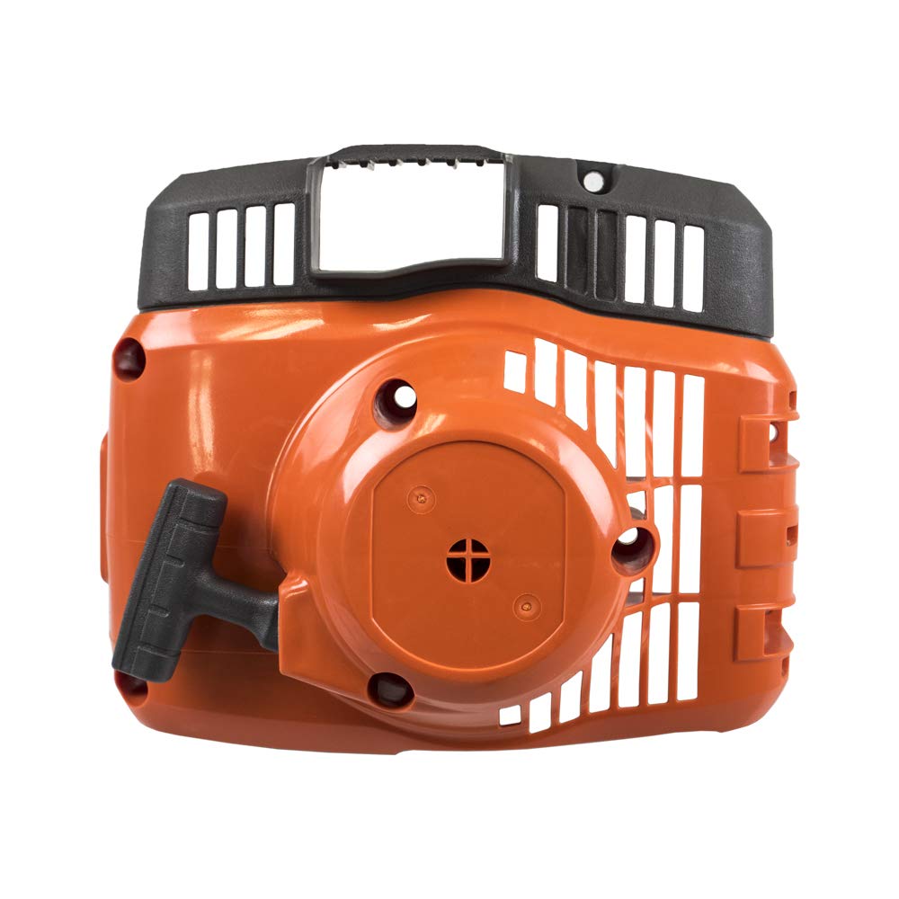 Husqvarna recoil starter assembly front view showing mounting points and OEM fit