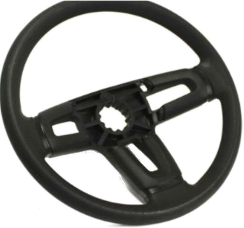 Husqvarna steering wheel hub close-up showing splined interface for secure fit