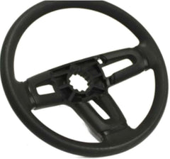 Husqvarna steering wheel hub close-up showing splined interface for secure fit