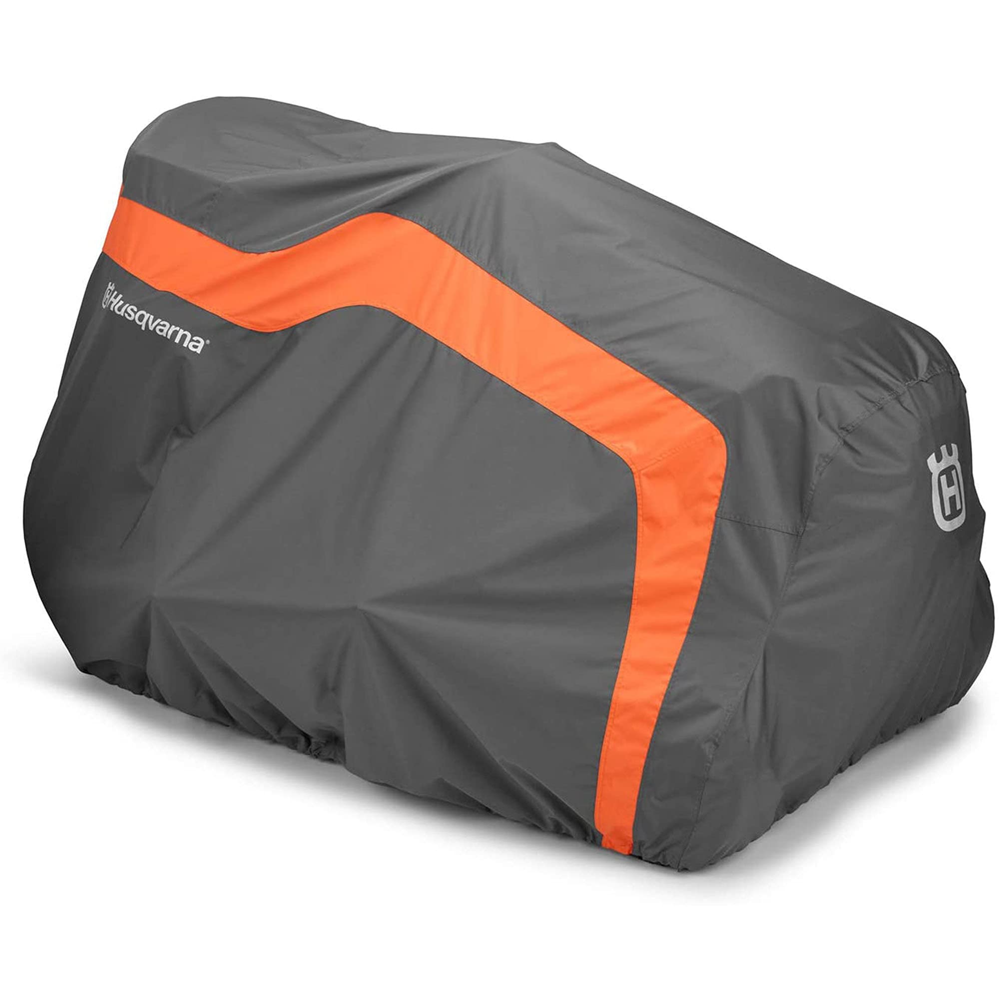 Husqvarna cover folded in storage bag with handle, illustrates easy transport and storage