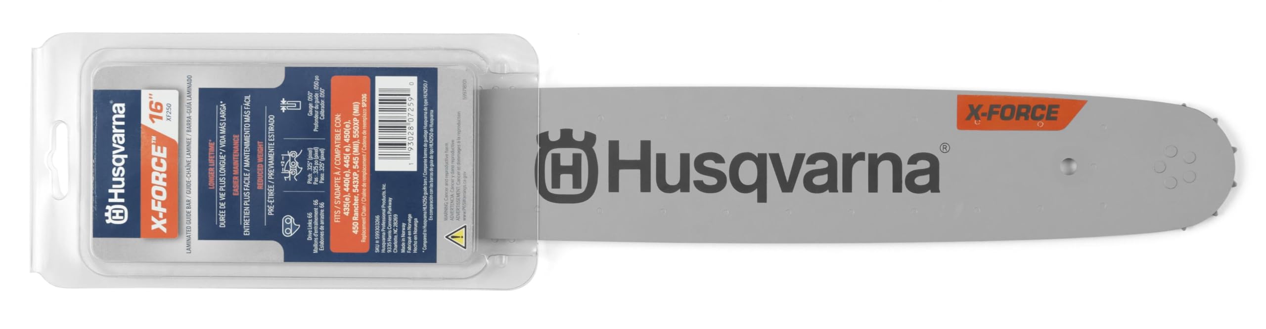 Husqvarna close-up of bar rail detail demonstrating hardened wear resistance