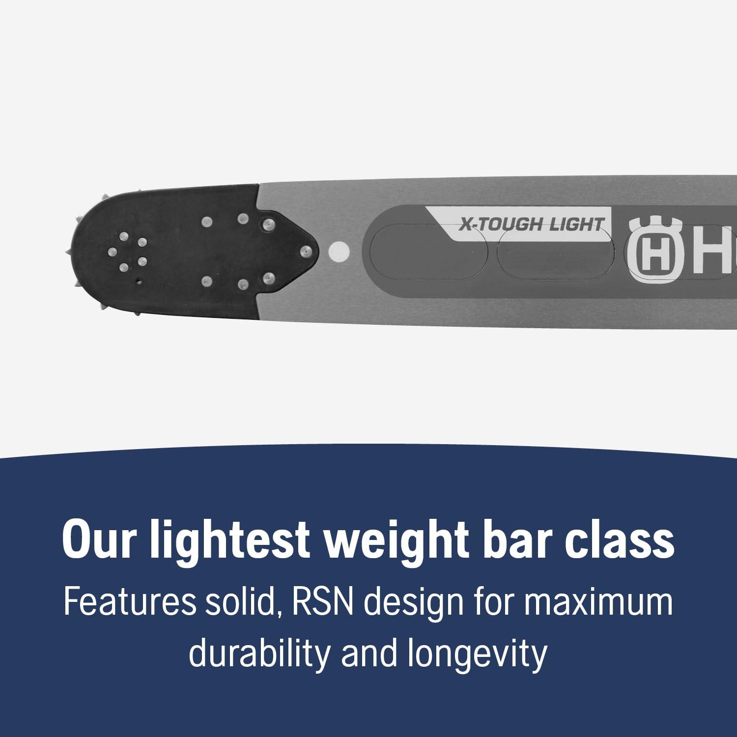Husqvarna 24-inch X-Tough Light installed on chainsaw for easier handling