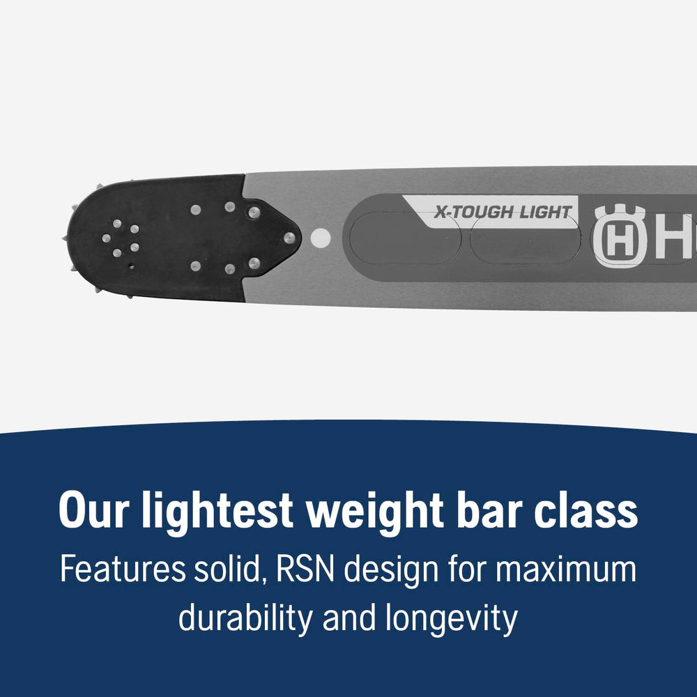 Husqvarna 24-inch X-Tough Light installed on chainsaw for easier handling