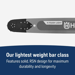 Husqvarna 24-inch X-Tough Light installed on chainsaw for easier handling
