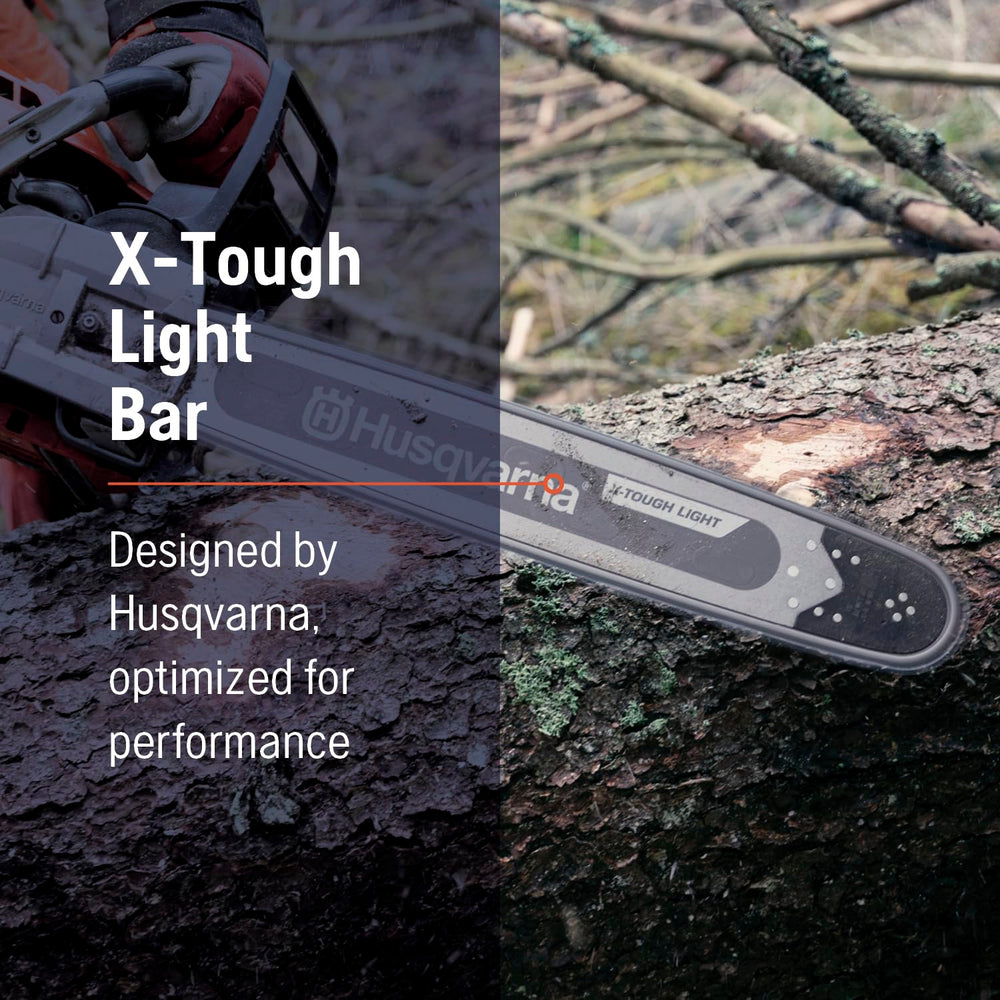 Husqvarna X-Tough Light beside ruler showing 24-inch scale for sizing