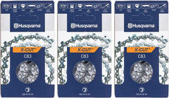 Husqvarna X-CUT front packaging showing three 24" chains and model label for quick identification