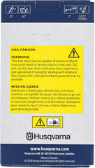 Husqvarna X-CUT golden tie strap detail marking filing start point to simplify maintenance