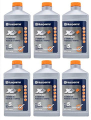 Husqvarna bottle front label showing product and clear mixing benefit