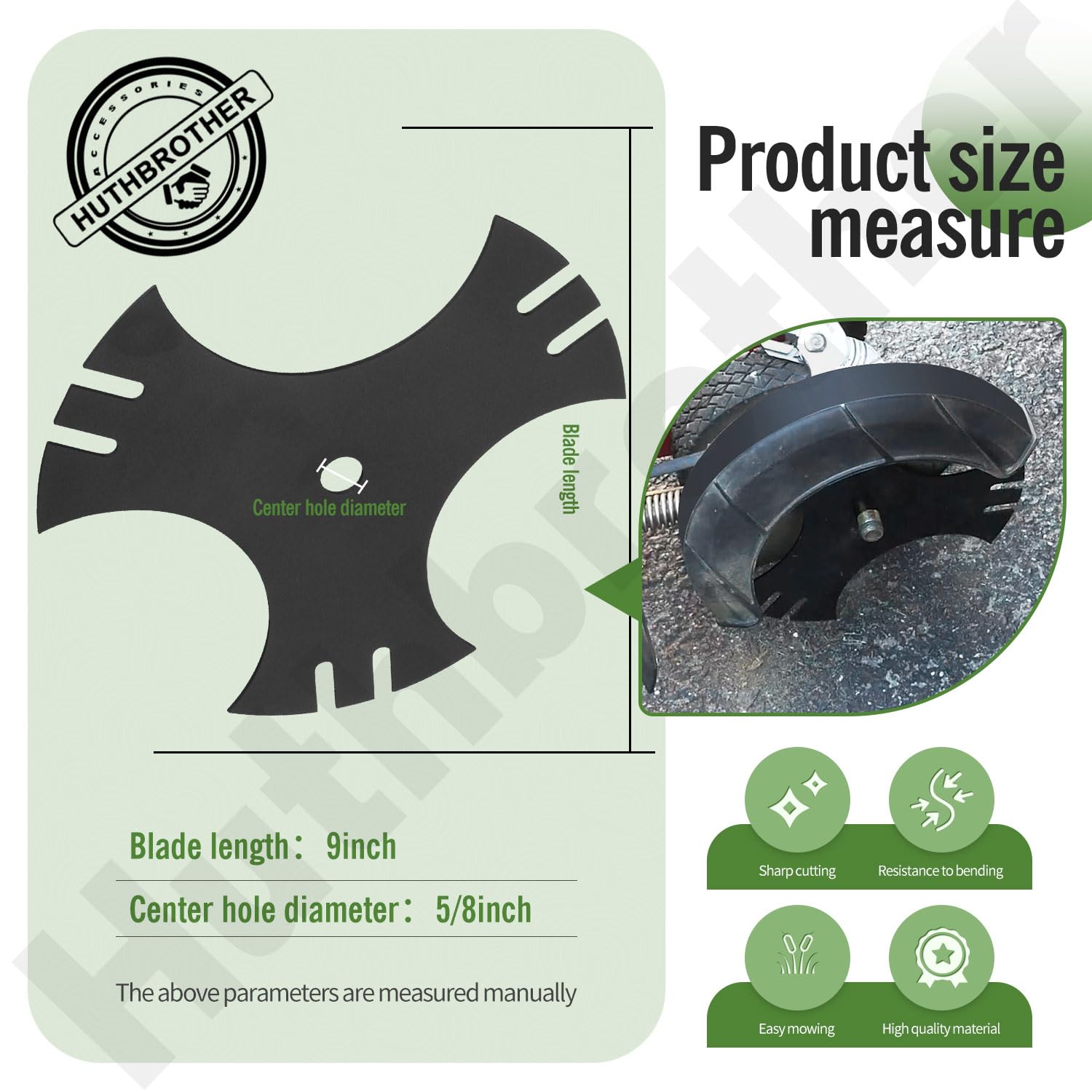 Huthbrother single 9-inch star edger blade front view for clear identification