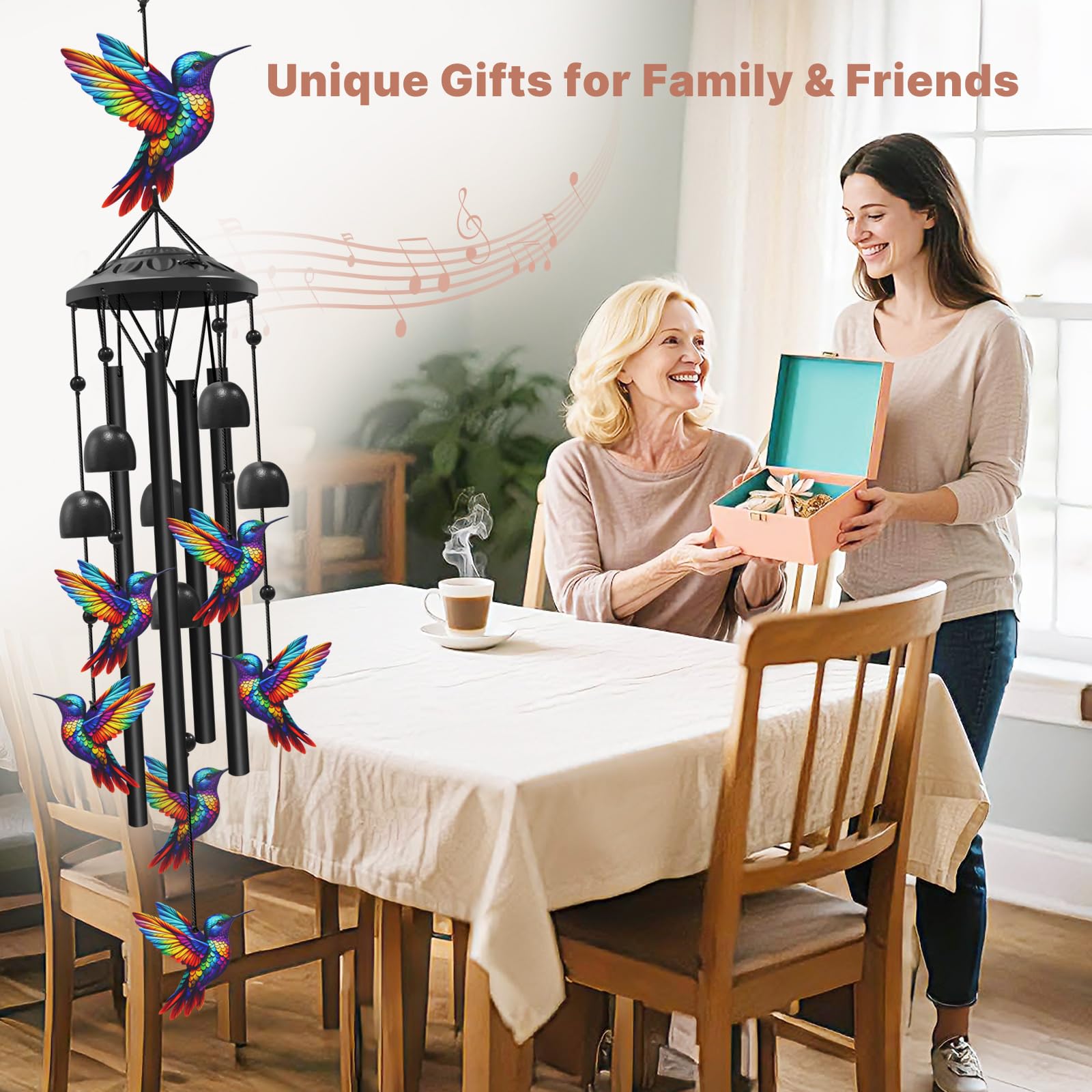 HUVNSOCH chime held in hand demonstrating compact size and lightweight build