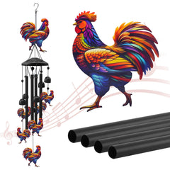 HUVNSOCH front view of chicken wind chime showing full decorative arrangement and charm