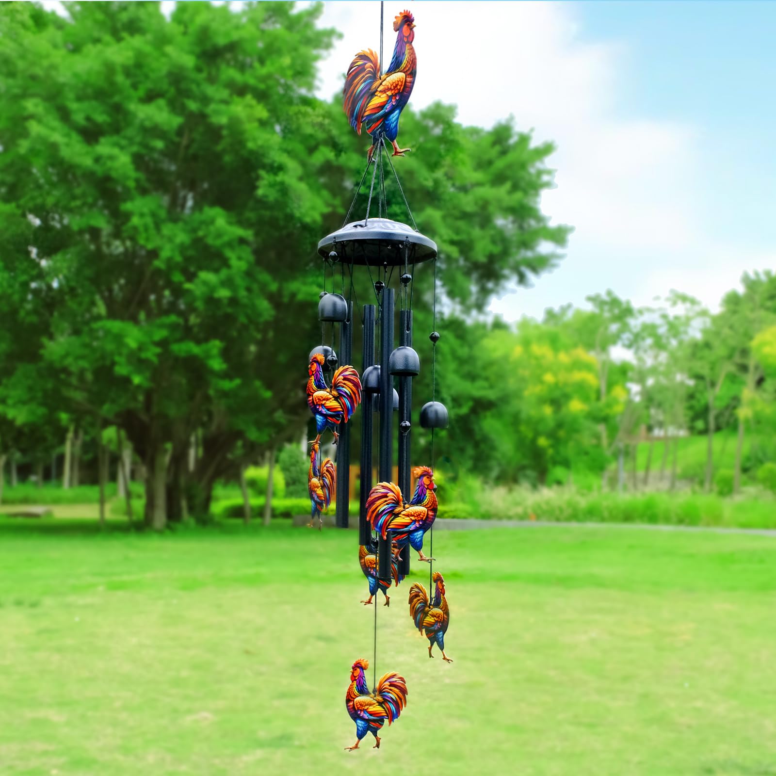HUVNSOCH hand holding chime to show scale and lightweight, easy-to-hang design