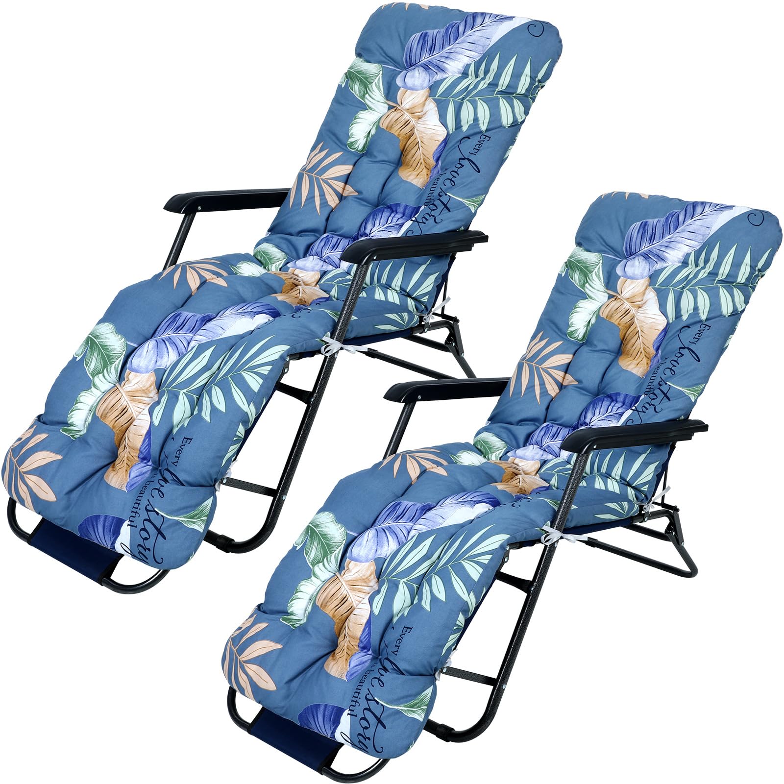 Huwena front view of floral chaise cushion showing full-length comfort
