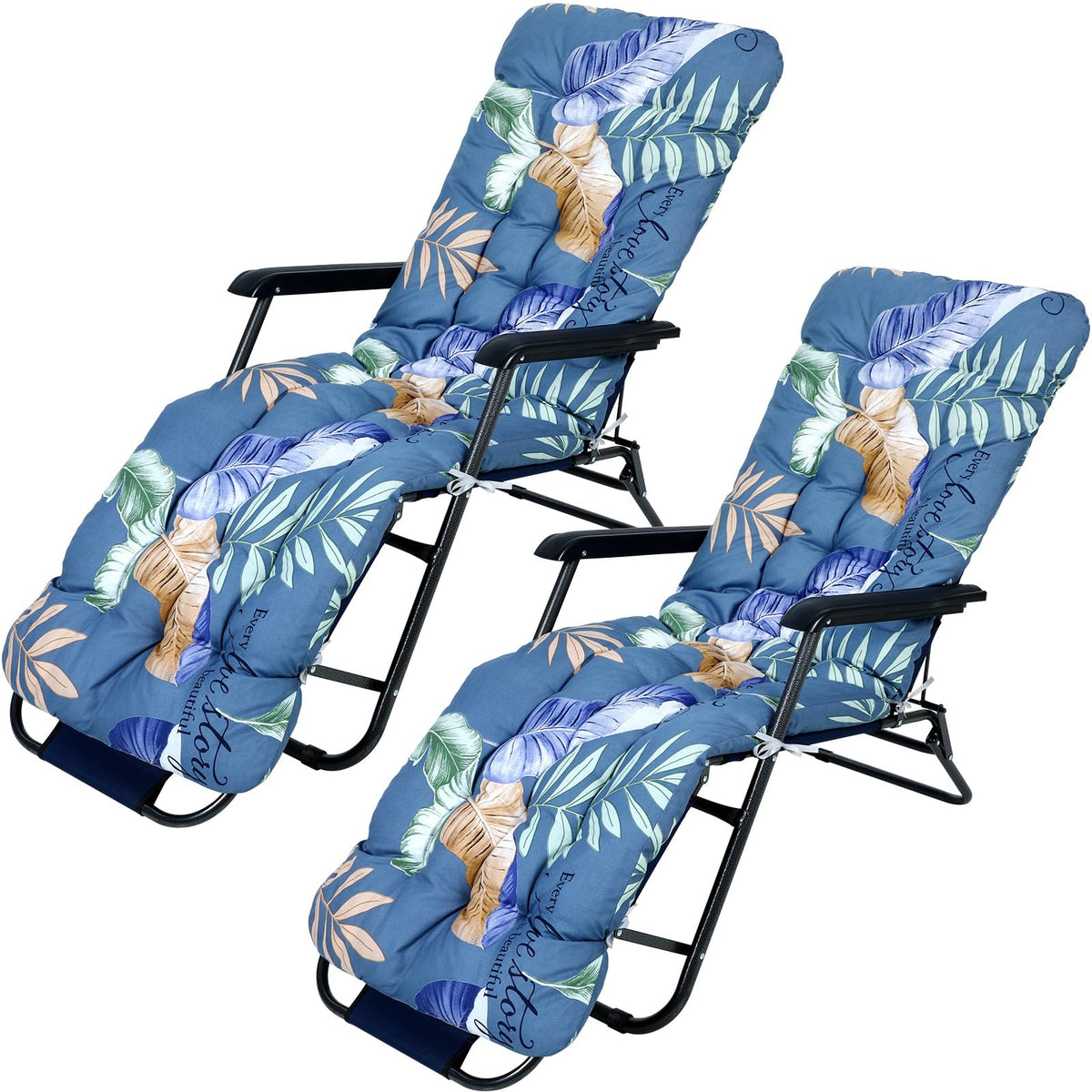 Huwena front view of floral chaise cushion showing full-length comfort