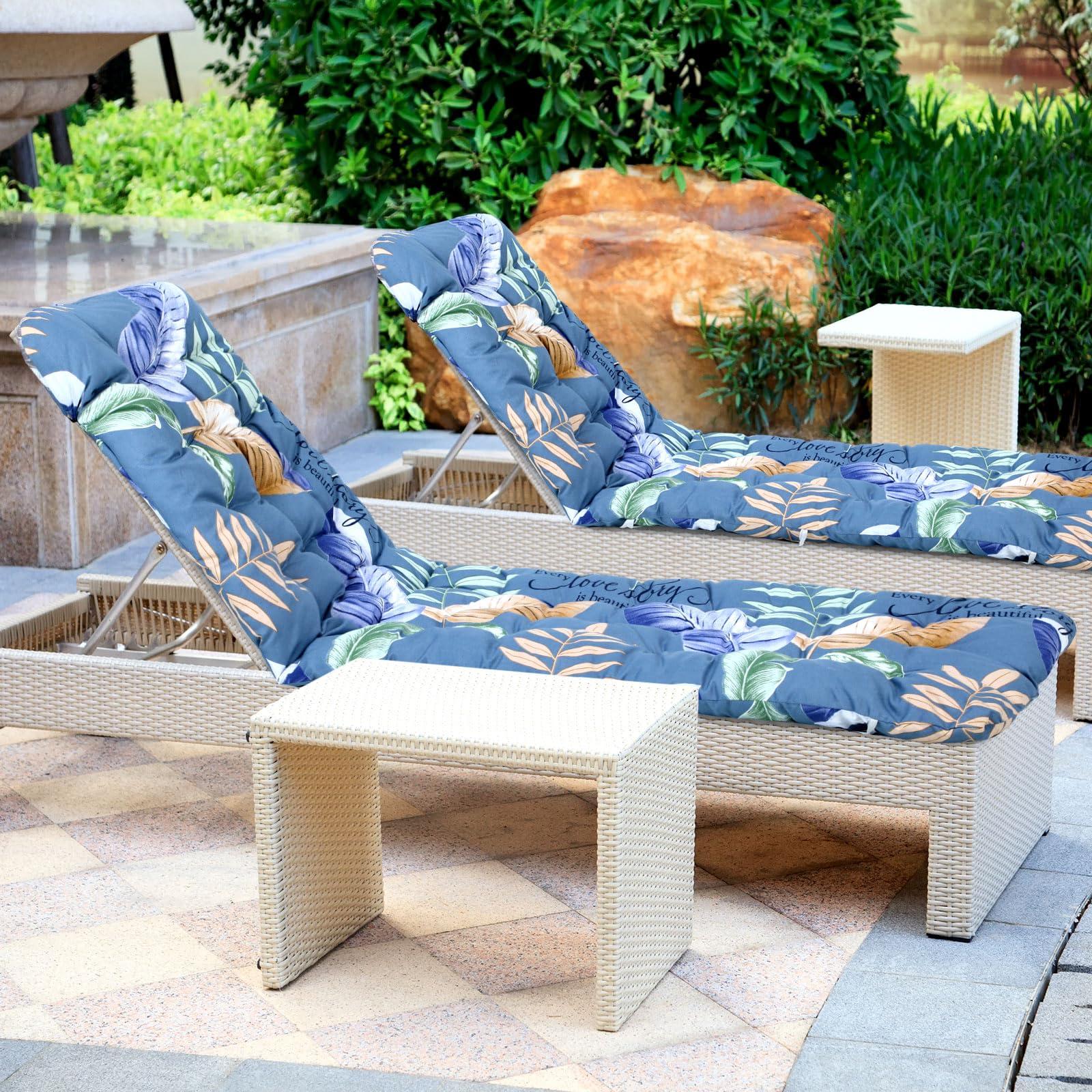 Huwena cushion in use on patio lounge demonstrating relaxed comfort