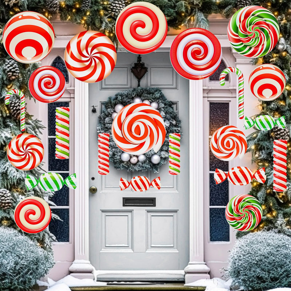 Huwena ornaments in use on a lawn creating visible holiday curb appeal