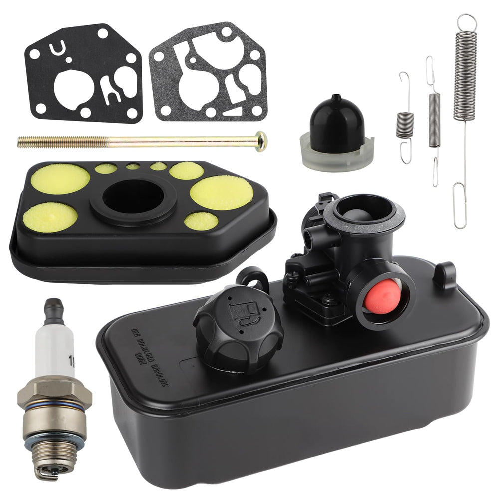 HUZTL front view of full carburetor fuel tank air cleaner kit showing all parts
