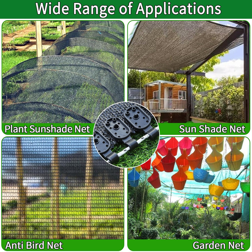 HVECT clips installed on greenhouse frame providing strong shade net fixation