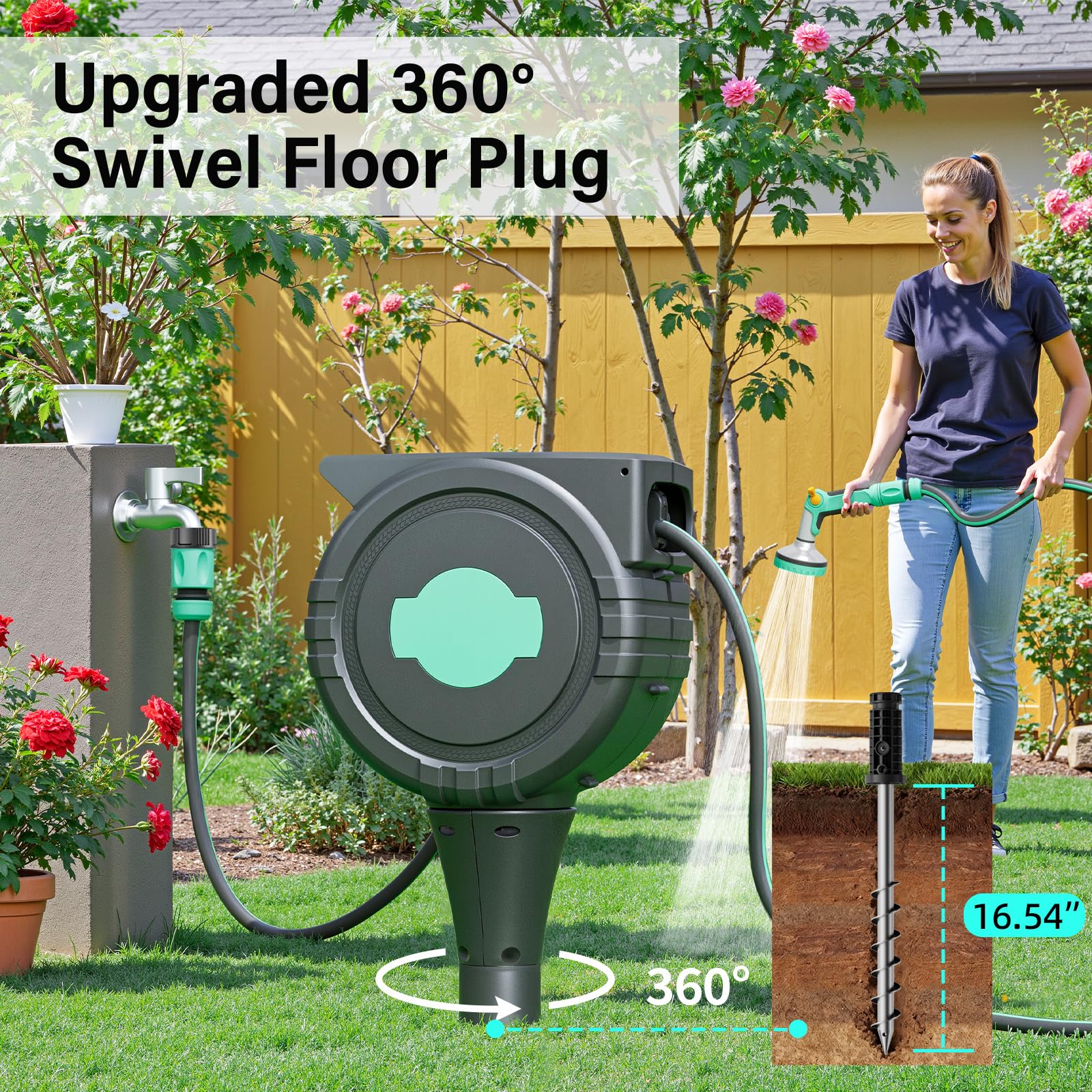 HVNPSH ground spike installed in lawn allows 360° coverage benefit