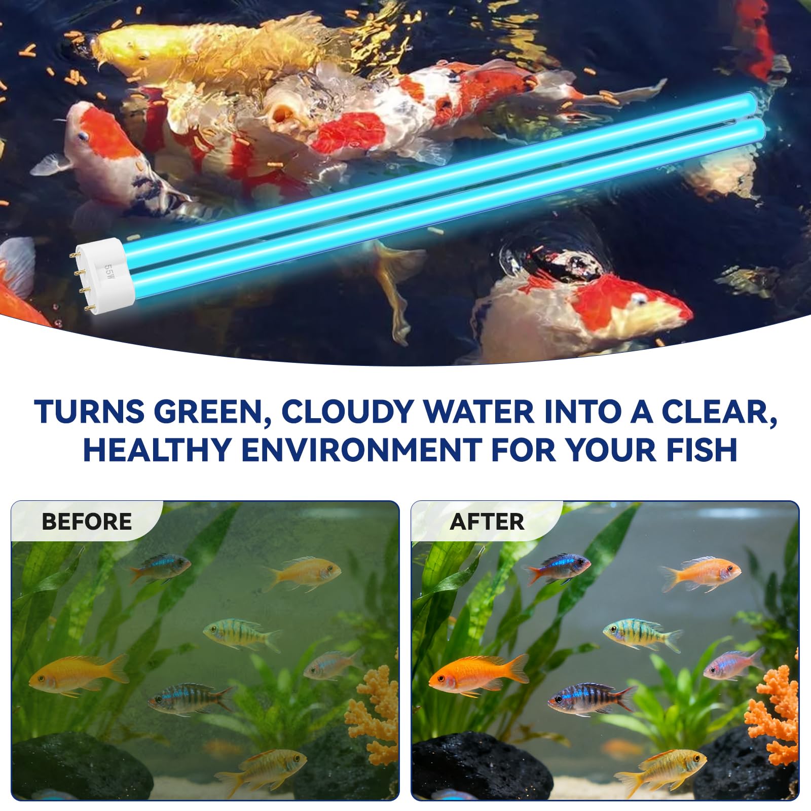 HWEIUA bulb installed inside clarifier demonstrating correct in-unit fit