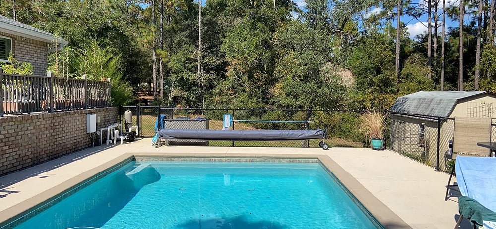 HWmatyCover folded compactly for neat storage between pool seasons