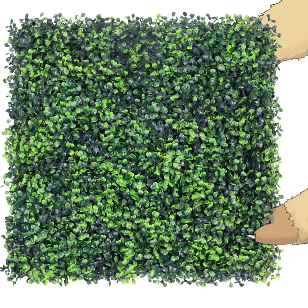 HWT front packaging showing 12 boxwood panels and included extras for easy setup