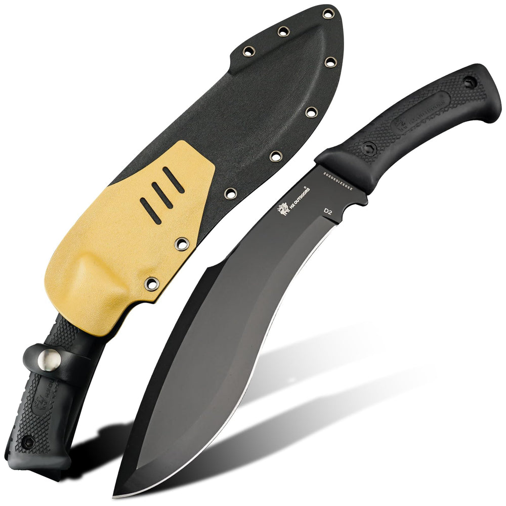 HX OUTDOORS front view showing full kukri blade and balanced profile benefit power