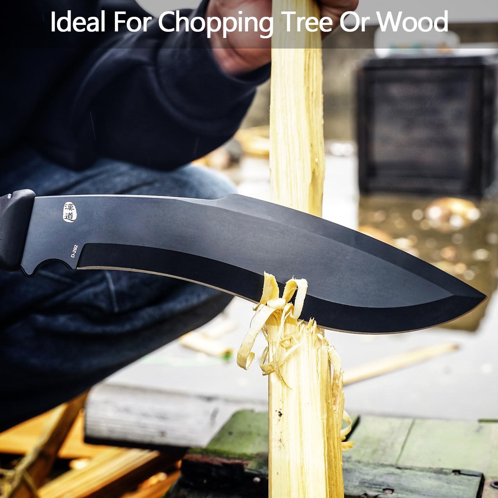 HX OUTDOORS machete in use chopping brush showing efficient clearing benefit