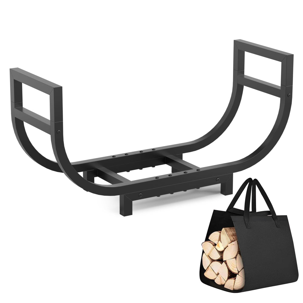 HXJLJY rack beside indoor hearth adding organized wood storage