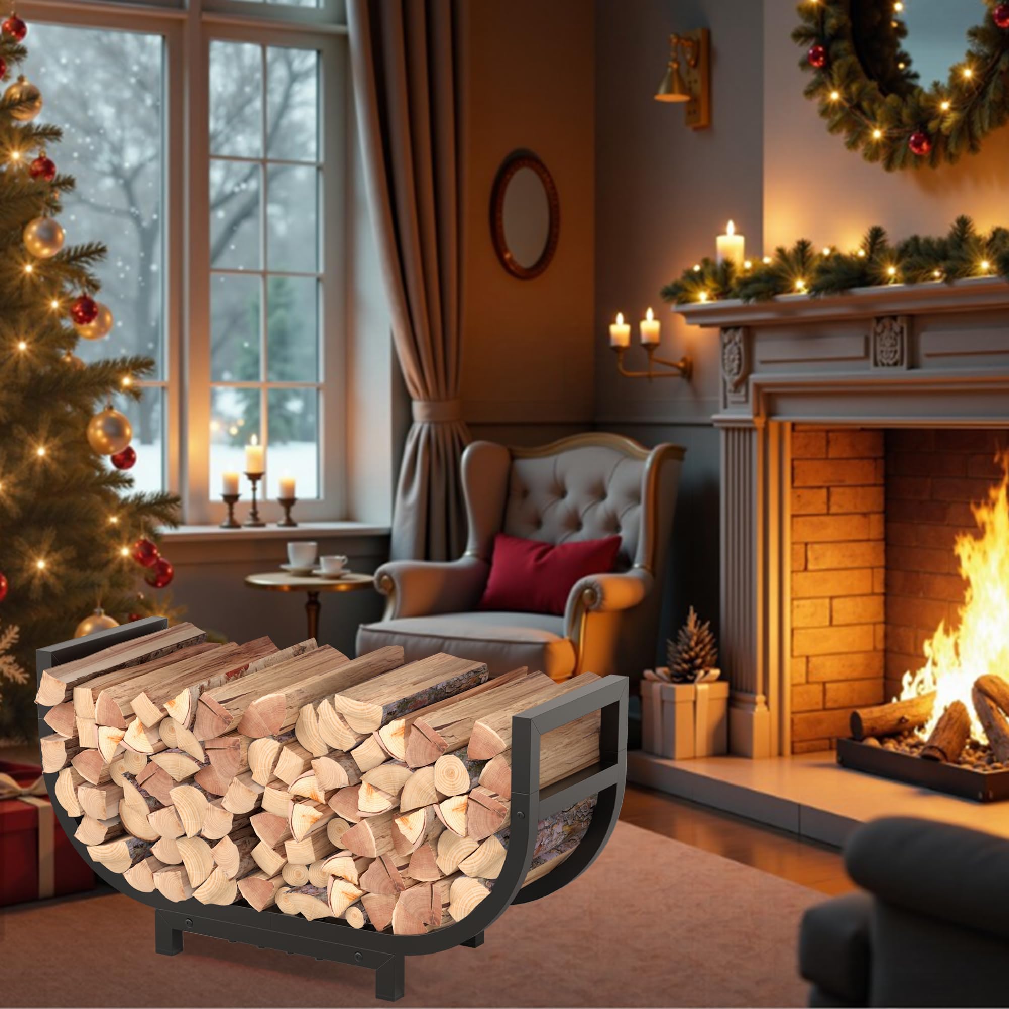 HXJLJY side detail highlighting sturdy frame for stable log stacking