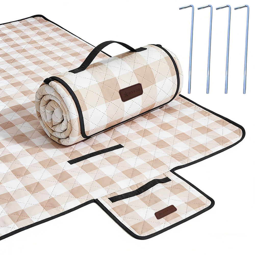HX&OD blanket full spread showing size and gingham style for family comfort