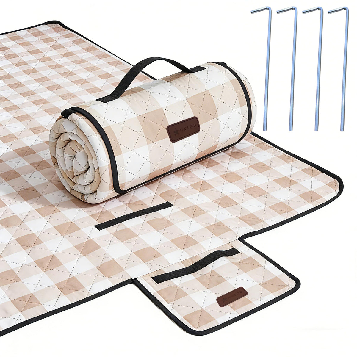 HX&OD blanket full spread showing size and gingham style for family comfort