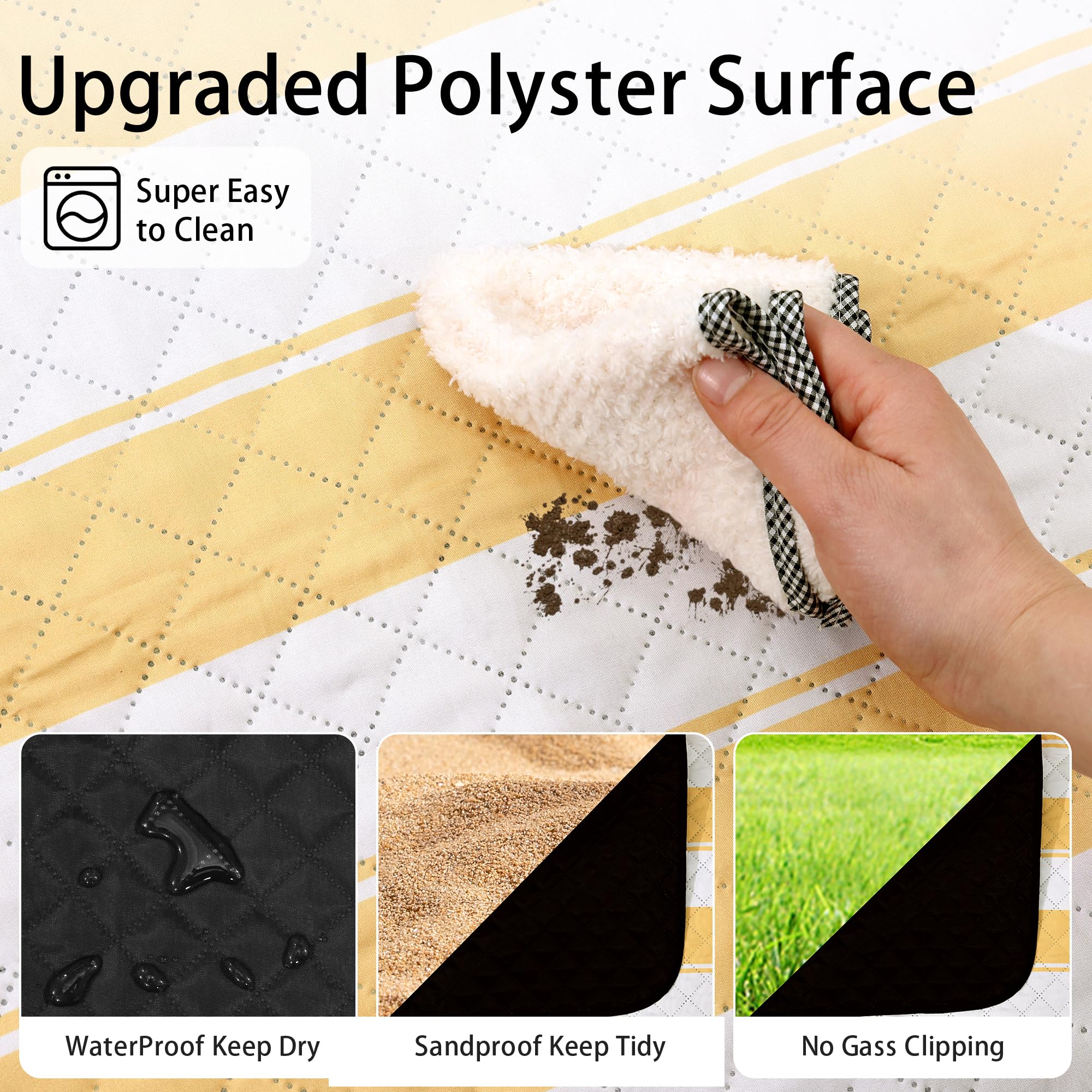 HX&OD compact folded blanket with carry strap for quick portability
