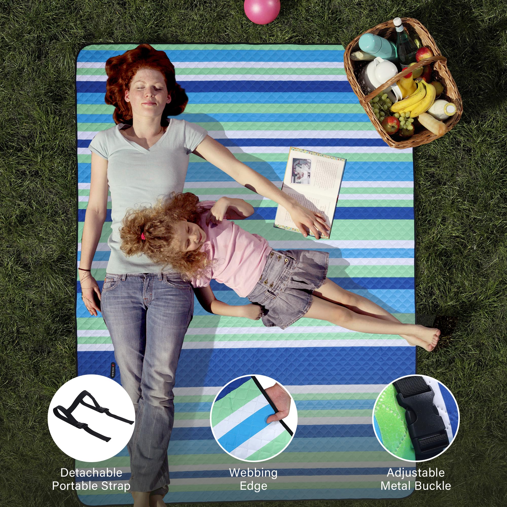 HX&OD blanket beside a chair to show scale and portability advantage